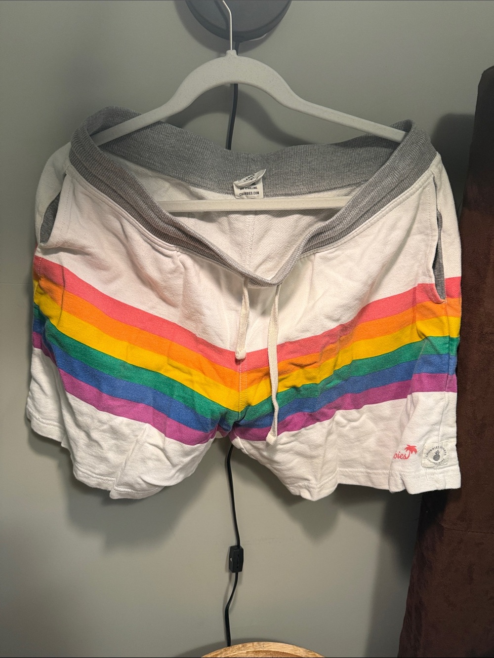 chubbies White Rainbow Stripe Athletic Shorts - sweat shirt material